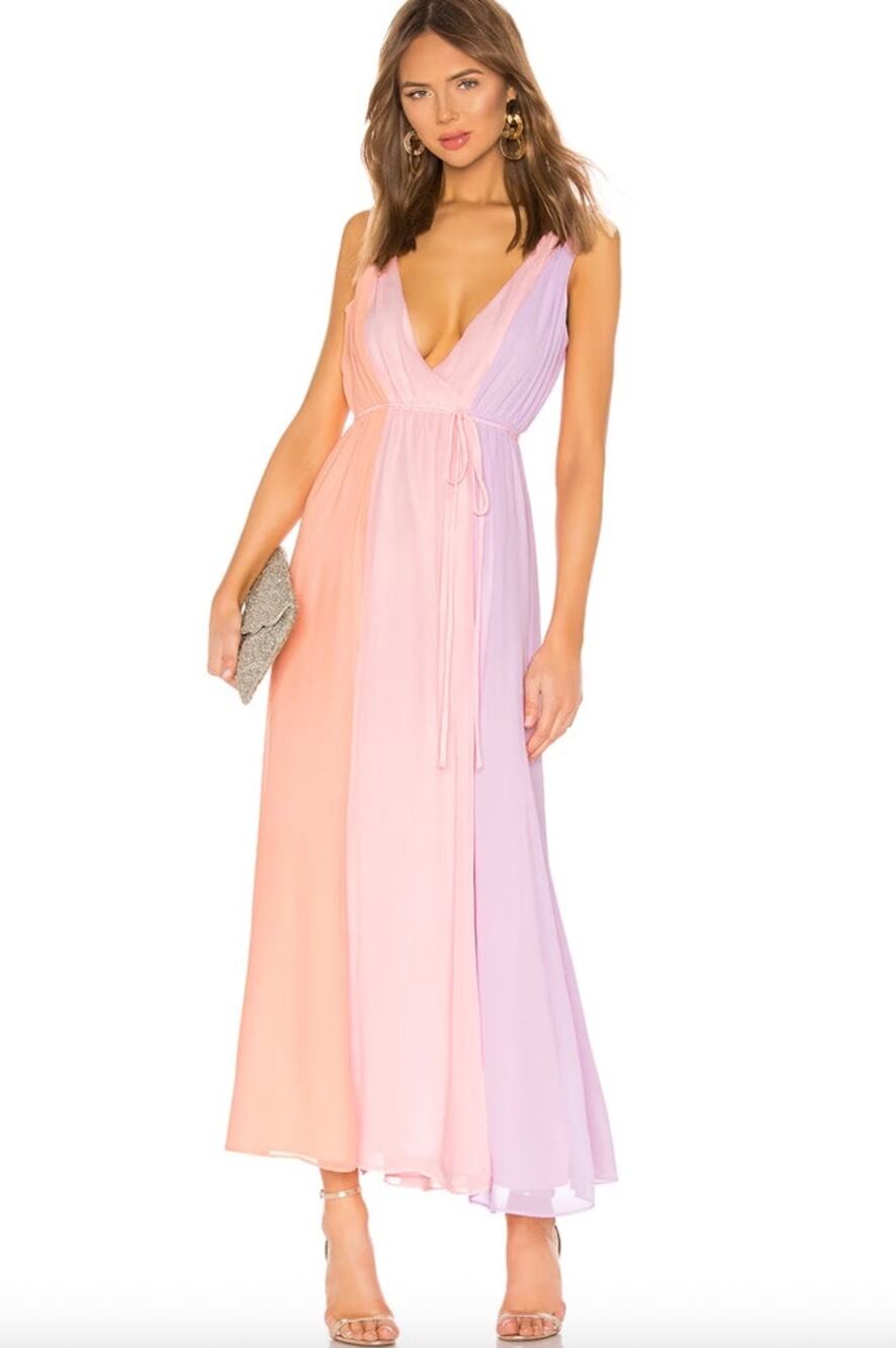 PRIVACY PLEASE Laurel Pastel Striped Maxi Dress Small S